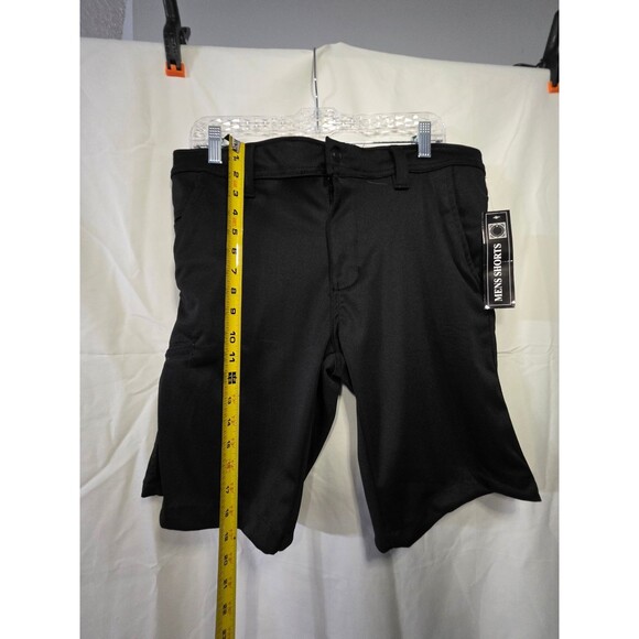 Plugg Men's Black Chino Shorts Size 34 Stretch Logo Flat Front Casual - Picture 2 of 5